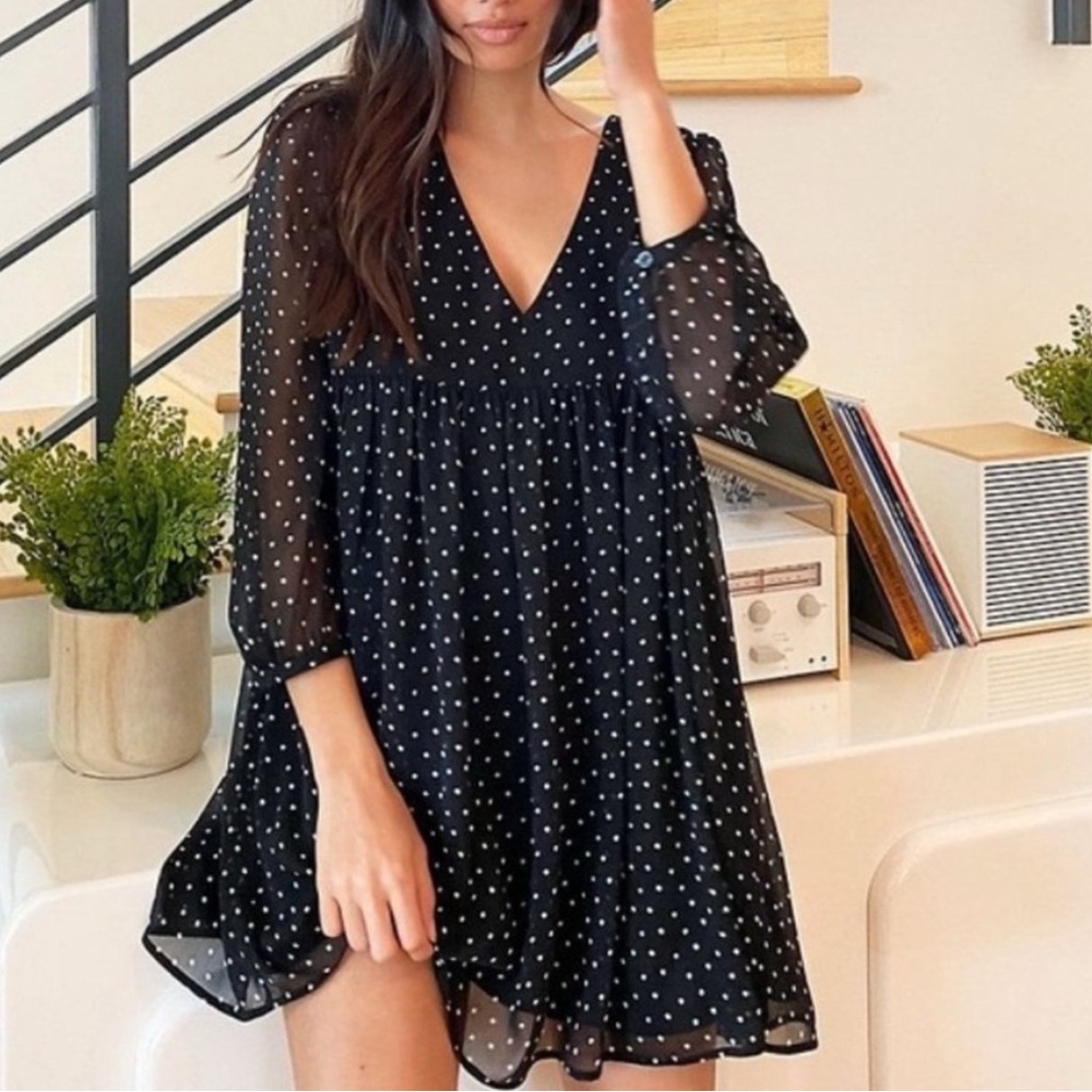 Aritzia polka dot baby doll dress size small